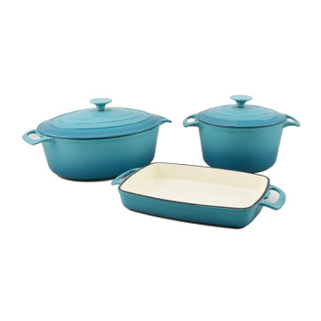 different color enamel coating cast iron cookware set